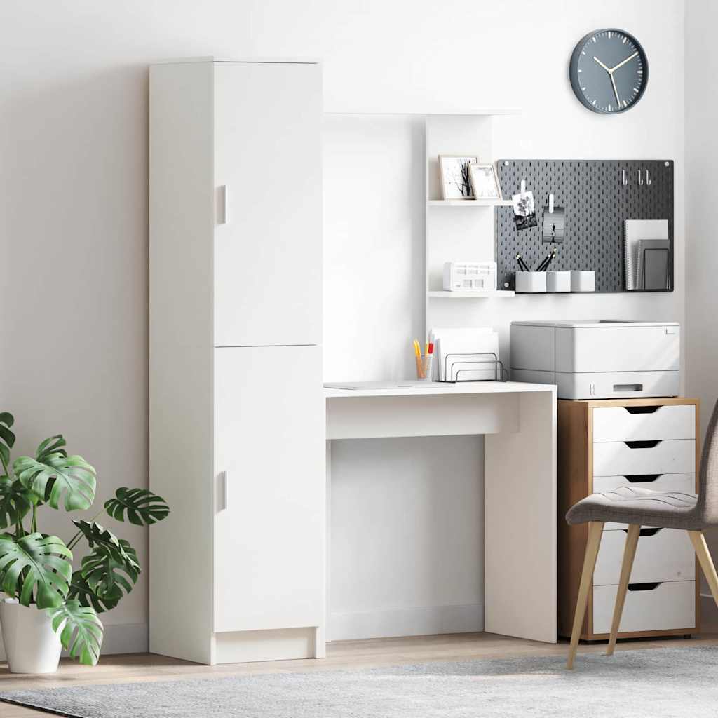 Desk with Storage with Shelf 2 pcs White 78.5 x 37 x 154.5 cm