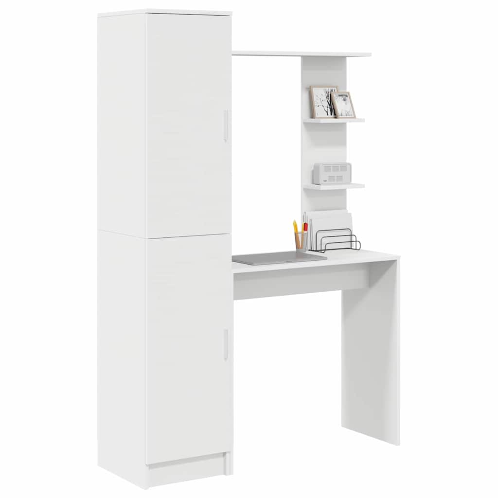 Desk with Storage with Shelf 2 pcs White 78.5 x 37 x 154.5 cm