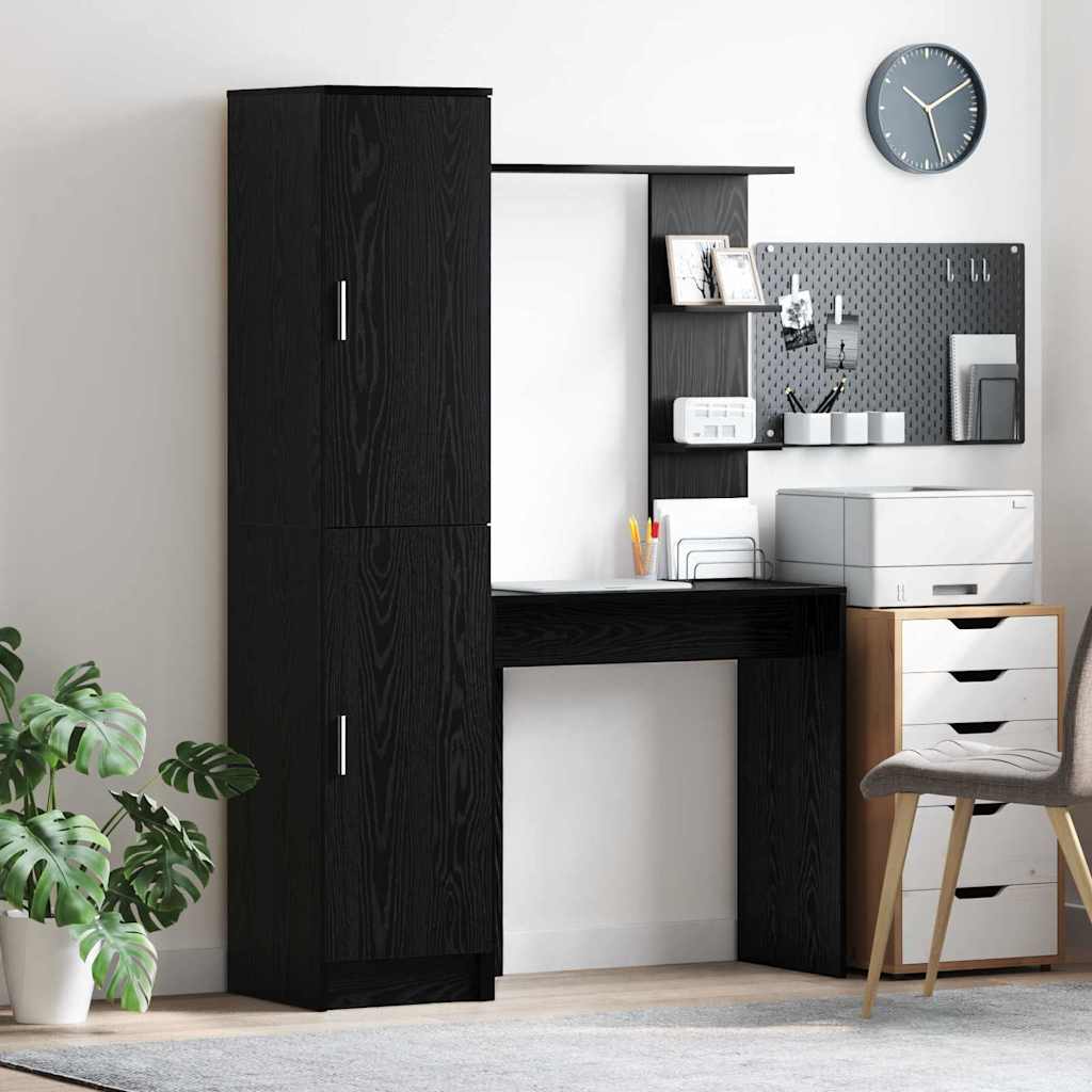 Desk with Storage 2 pcs Black oak 78.5 x 37 x 154.5 cm