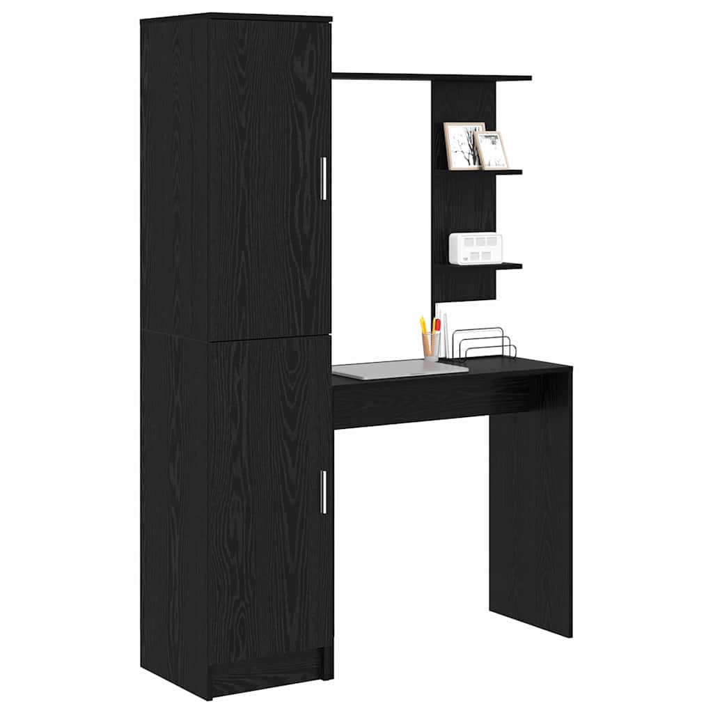 Desk with Storage 2 pcs Black oak 78.5 x 37 x 154.5 cm