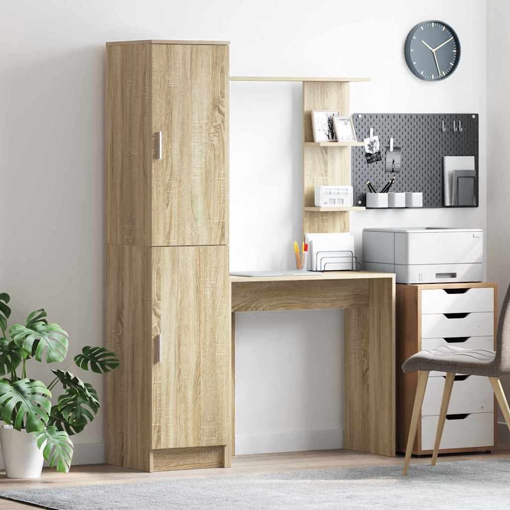 Desk with Storage 2 pcs Sonoma Oak 78.5 x 37 x 154.5 cm