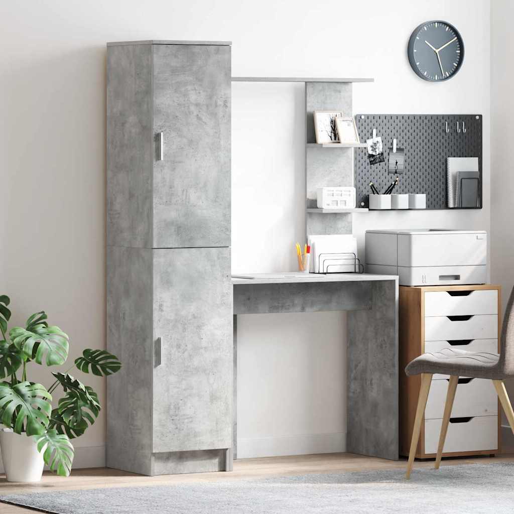 Desk with Storage 2 pcs Concrete Grey 78.5 x 37 x 154.5 cm