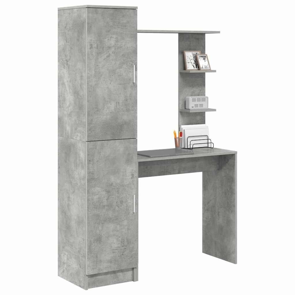 Desk with Storage 2 pcs Concrete Grey 78.5 x 37 x 154.5 cm