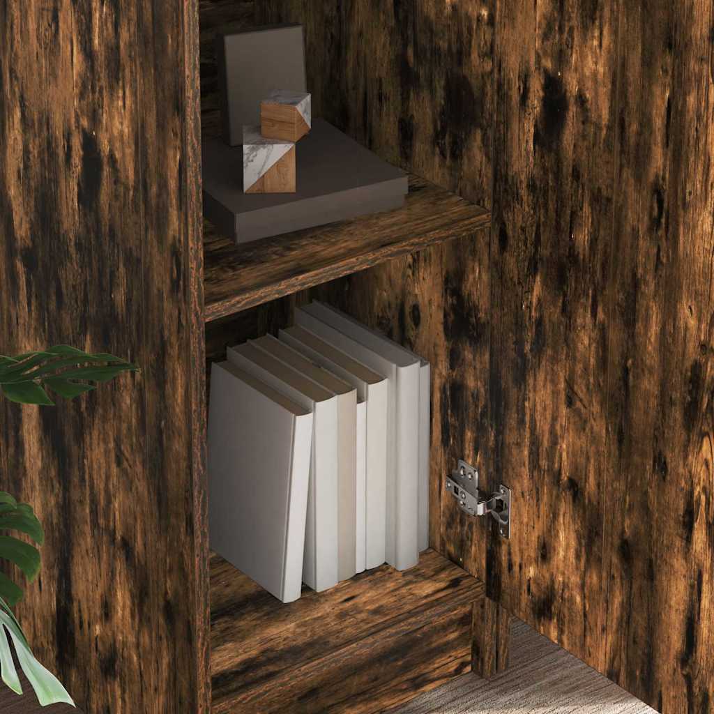 Desk with Storage 2 pcs Smoked Oak 78.5 x 37 x 154.5 cm