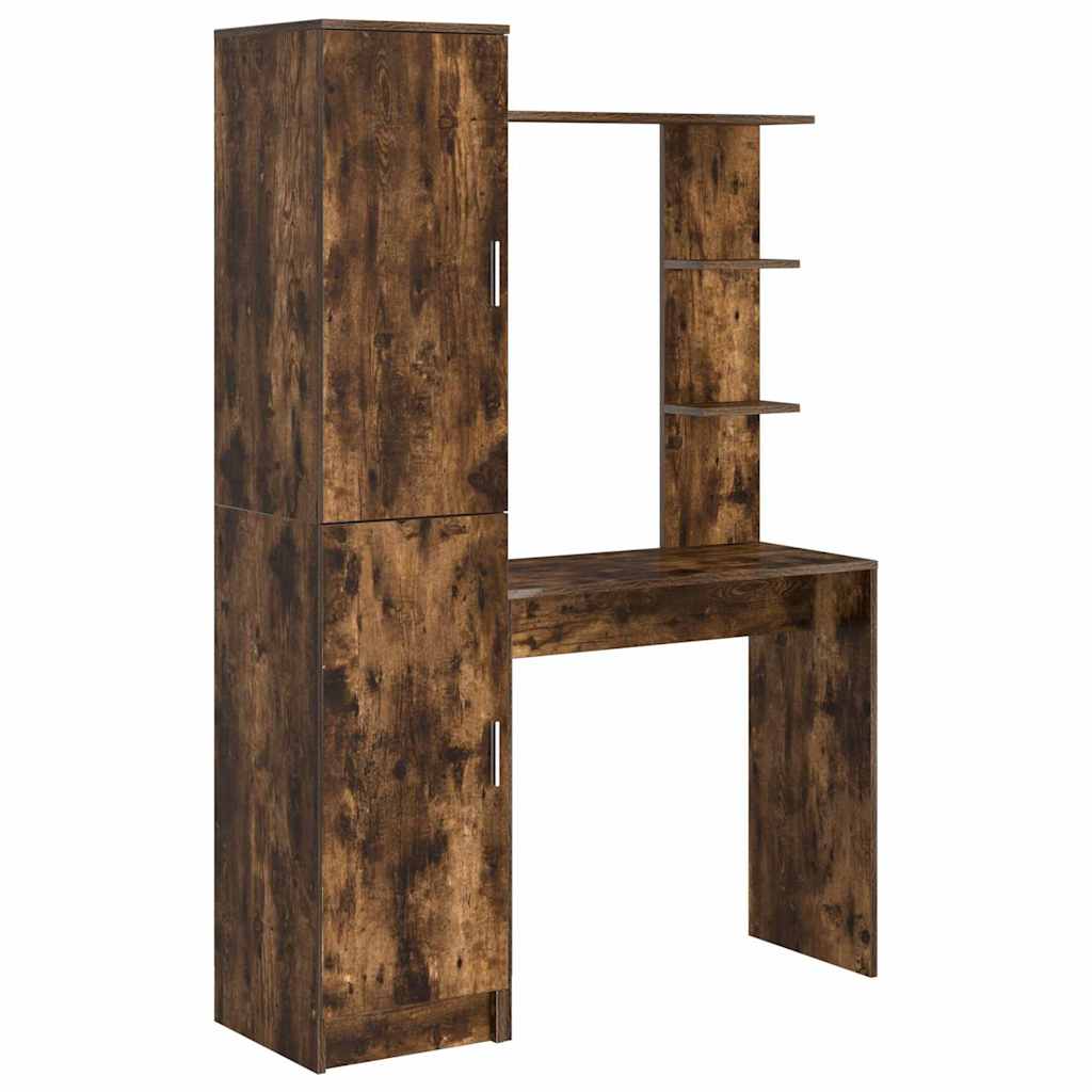 Desk with Storage 2 pcs Smoked Oak 78.5 x 37 x 154.5 cm