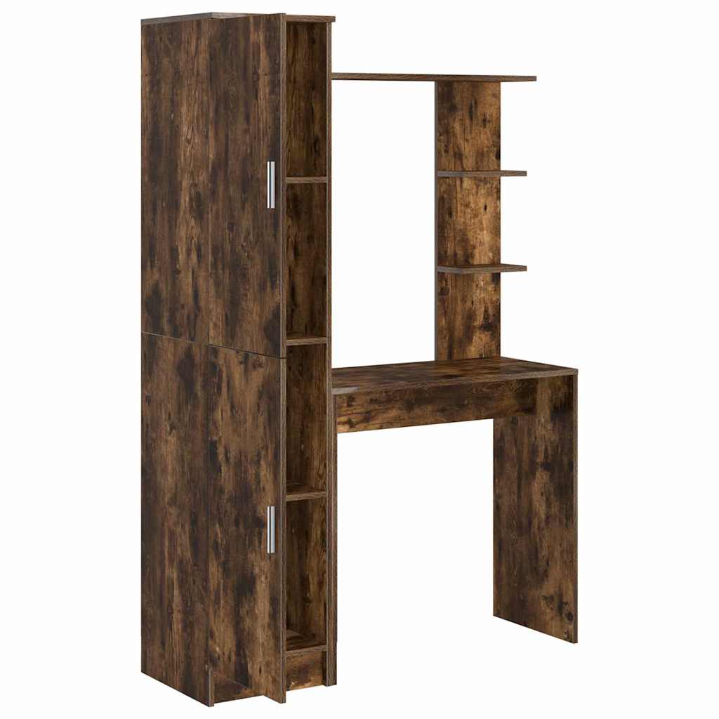 Desk with Storage 2 pcs Smoked Oak 78.5 x 37 x 154.5 cm
