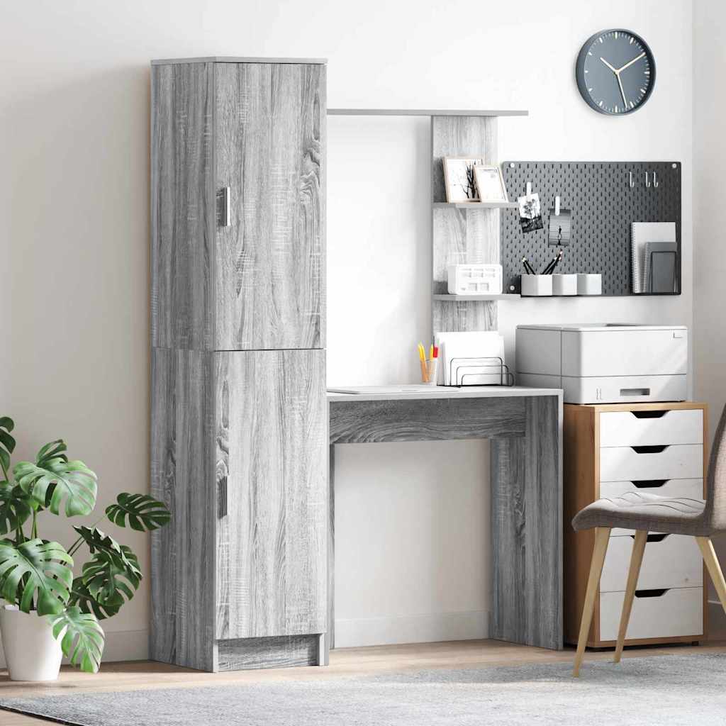 Desk with Storage 2 pcs Grey sonoma 78.5 x 37 x 154.5 cm