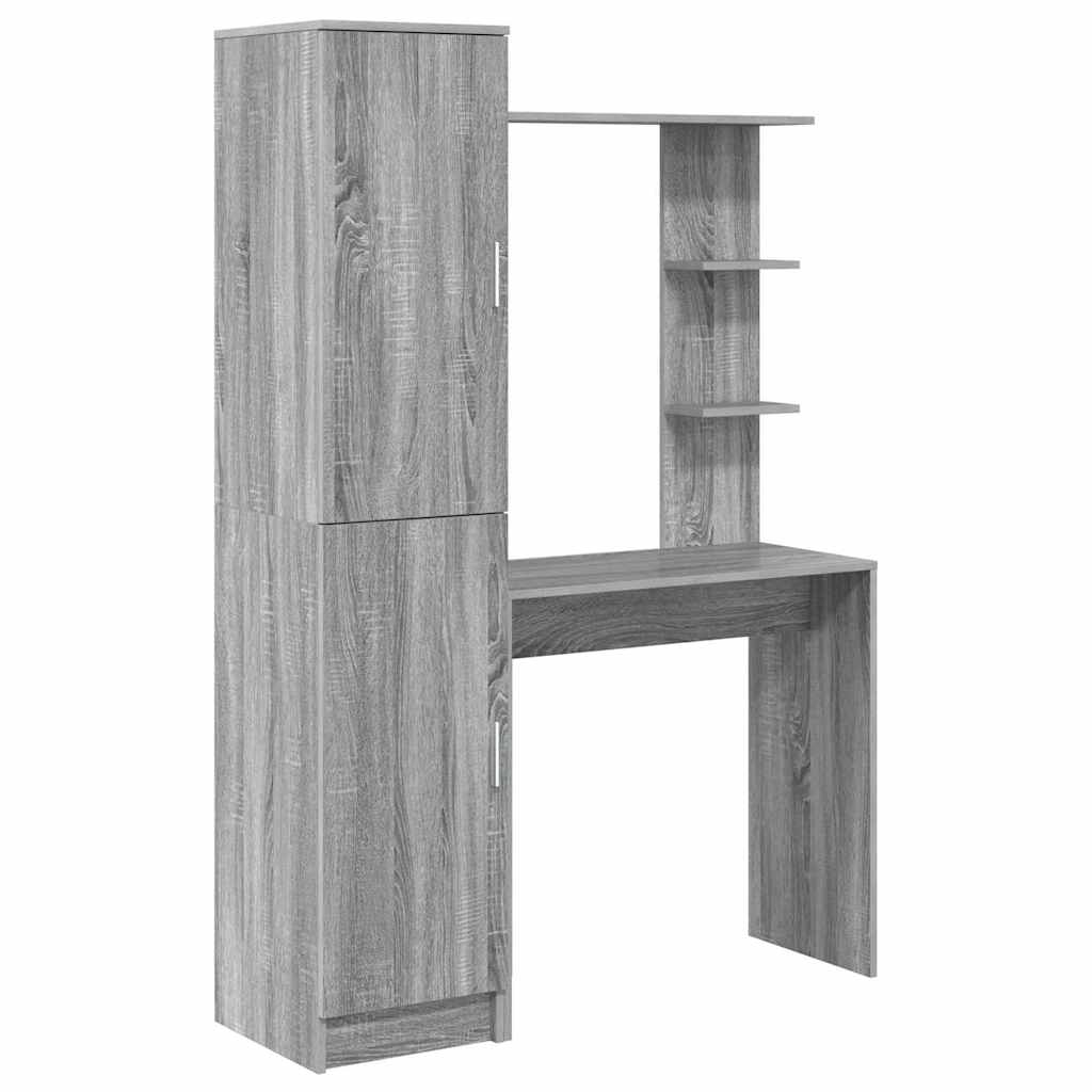 Desk with Storage 2 pcs Grey sonoma 78.5 x 37 x 154.5 cm