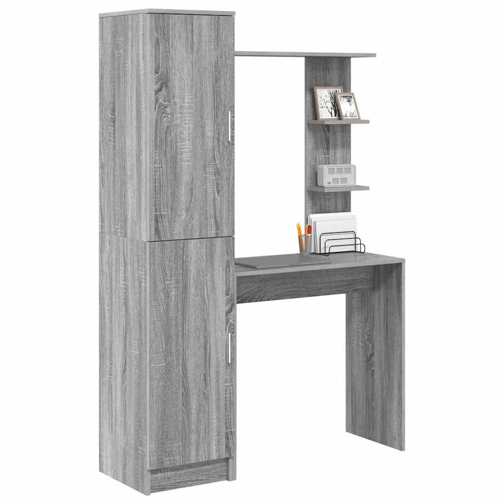 Desk with Storage 2 pcs Grey sonoma 78.5 x 37 x 154.5 cm