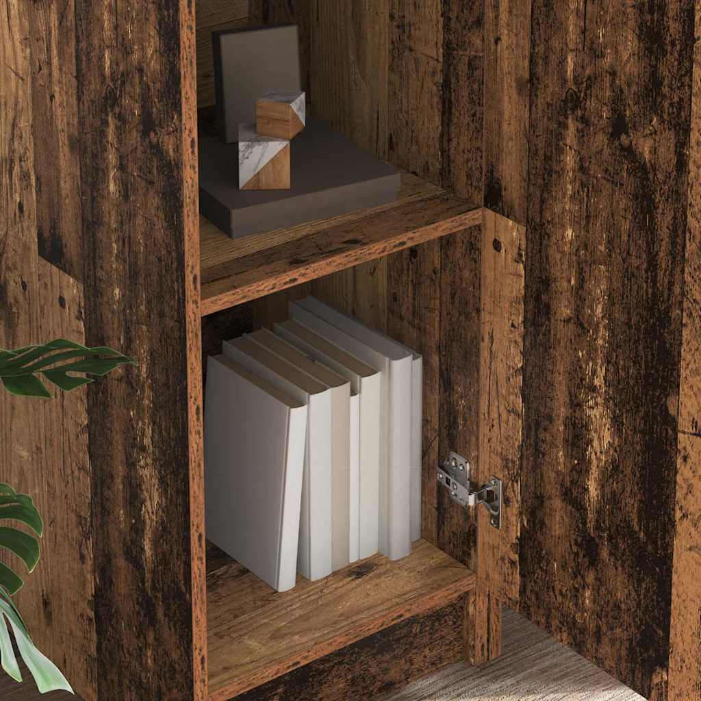 Desk with Storage with Door 2 pcs Old Wood 78.5 x 37 x 154.5 cm