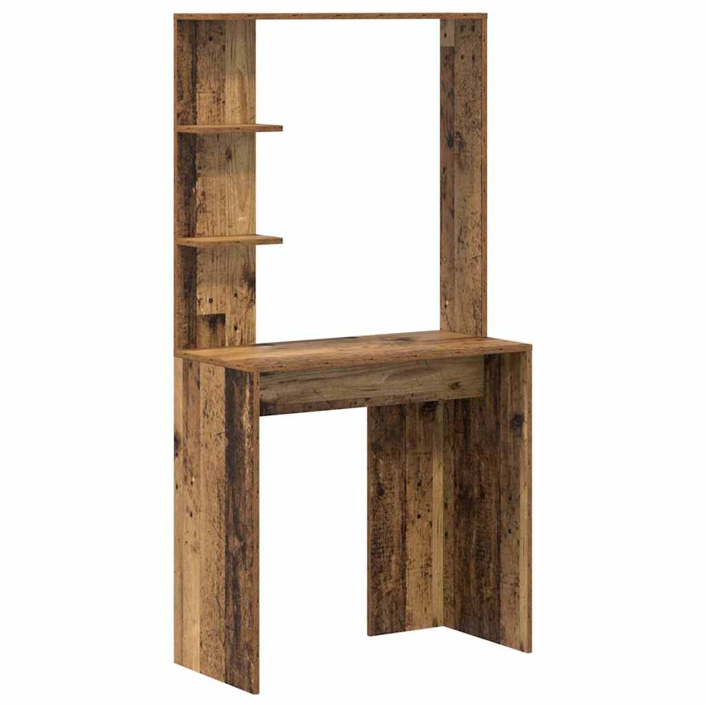 Desk with Storage with Door 2 pcs Old Wood 78.5 x 37 x 154.5 cm