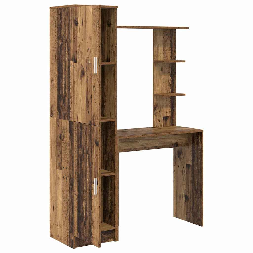 Desk with Storage with Door 2 pcs Old Wood 78.5 x 37 x 154.5 cm
