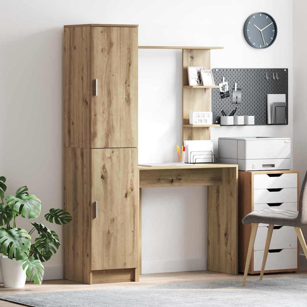 Desk with Storage 2 pcs Artisan oak 78.5 x 37 x 154.5 cm
