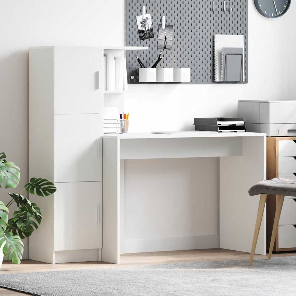 Desk with Storage 2 pcs White 102 x 50 x 124 cm Engineered wood