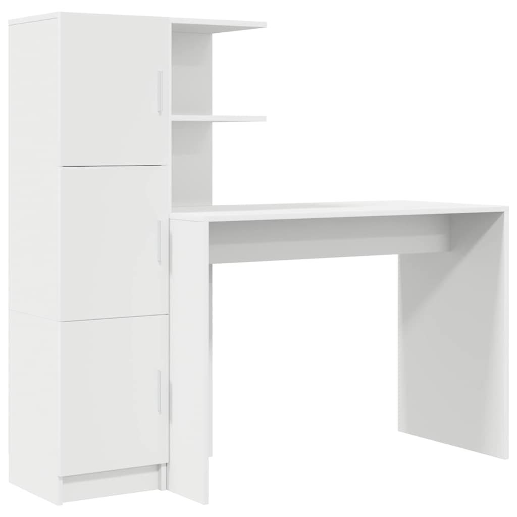 Desk with Storage 2 pcs White 102 x 50 x 124 cm Engineered wood