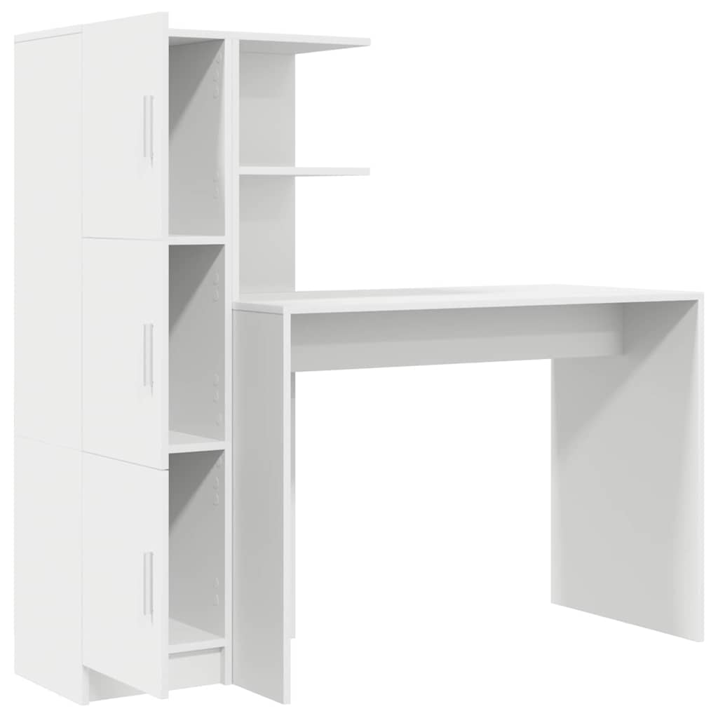 Desk with Storage 2 pcs White 102 x 50 x 124 cm Engineered wood