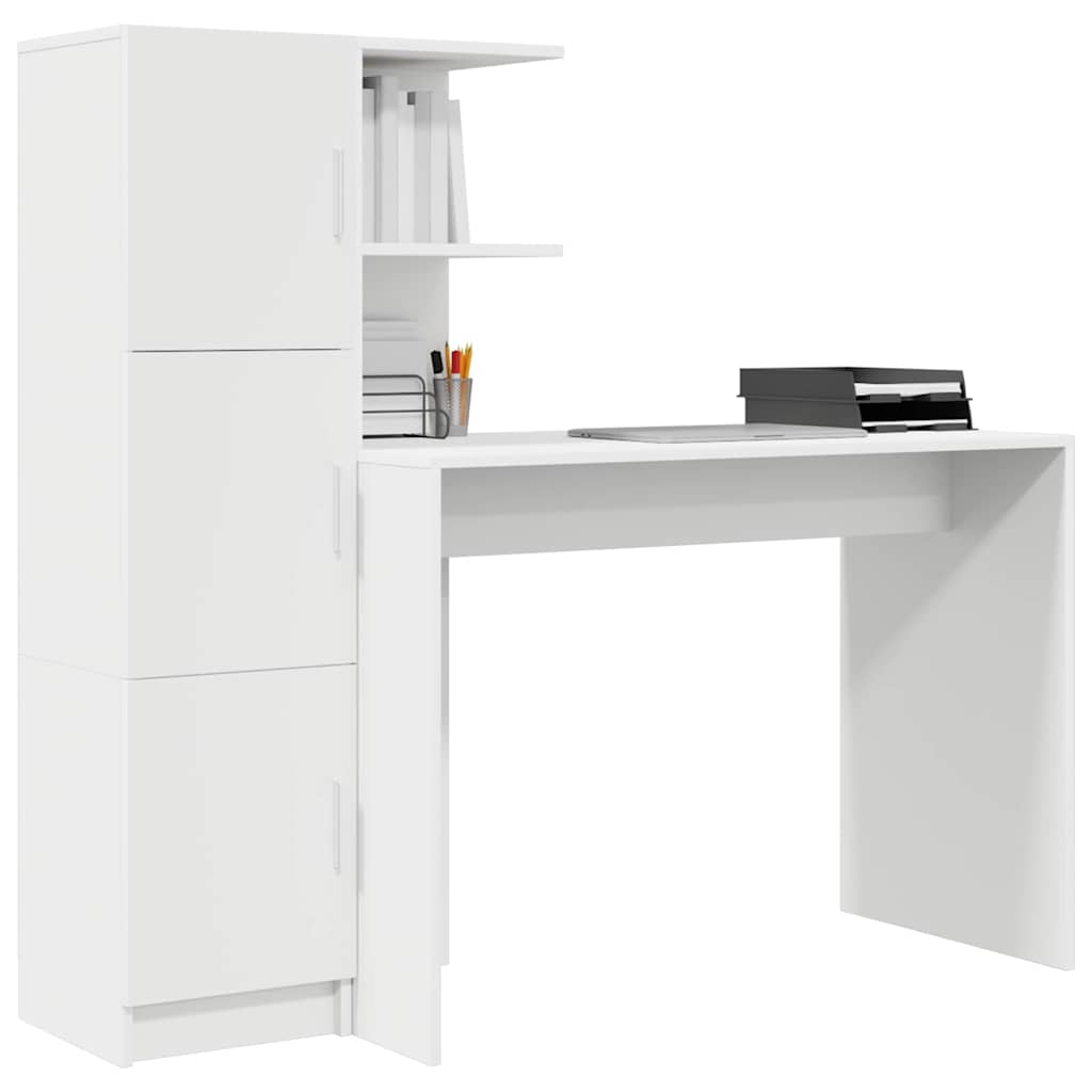 Desk with Storage 2 pcs White 102 x 50 x 124 cm Engineered wood