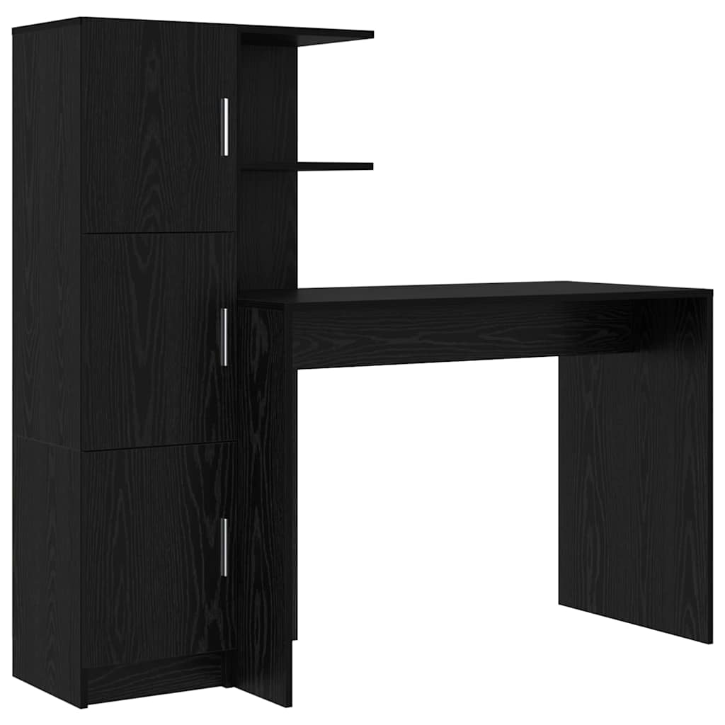 Desk with Storage with Shelf 2 pcs Black oak 102 x 50 x 124 cm