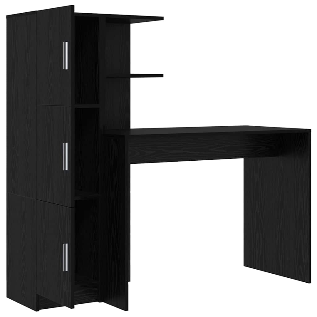 Desk with Storage with Shelf 2 pcs Black oak 102 x 50 x 124 cm