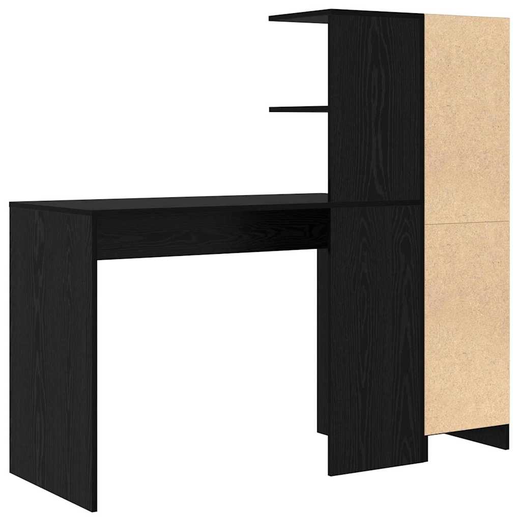 Desk with Storage with Shelf 2 pcs Black oak 102 x 50 x 124 cm