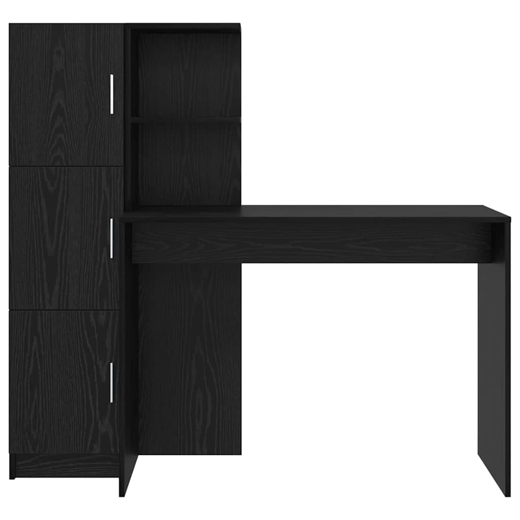 Desk with Storage with Shelf 2 pcs Black oak 102 x 50 x 124 cm
