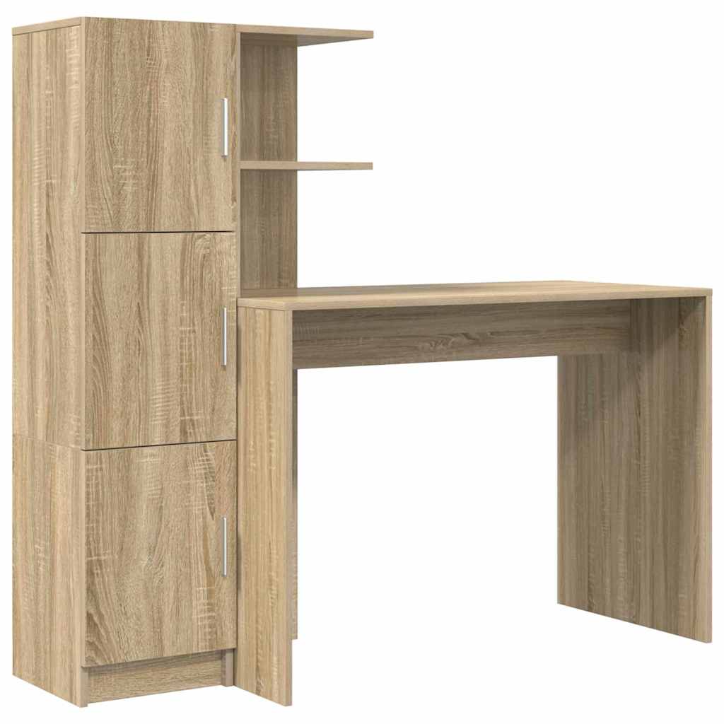Desk with Storage with Shelf 2 pcs Sonoma Oak 102 x 50 x 124 cm