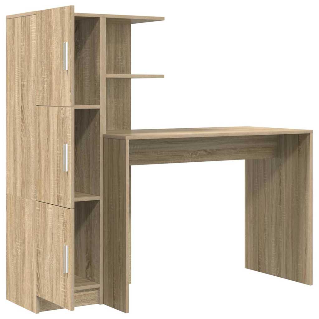Desk with Storage with Shelf 2 pcs Sonoma Oak 102 x 50 x 124 cm