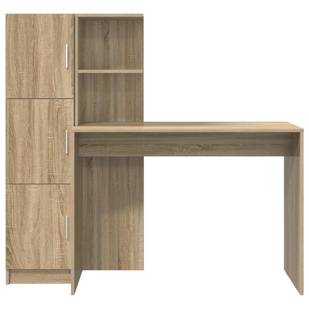 Desk with Storage with Shelf 2 pcs Sonoma Oak 102 x 50 x 124 cm