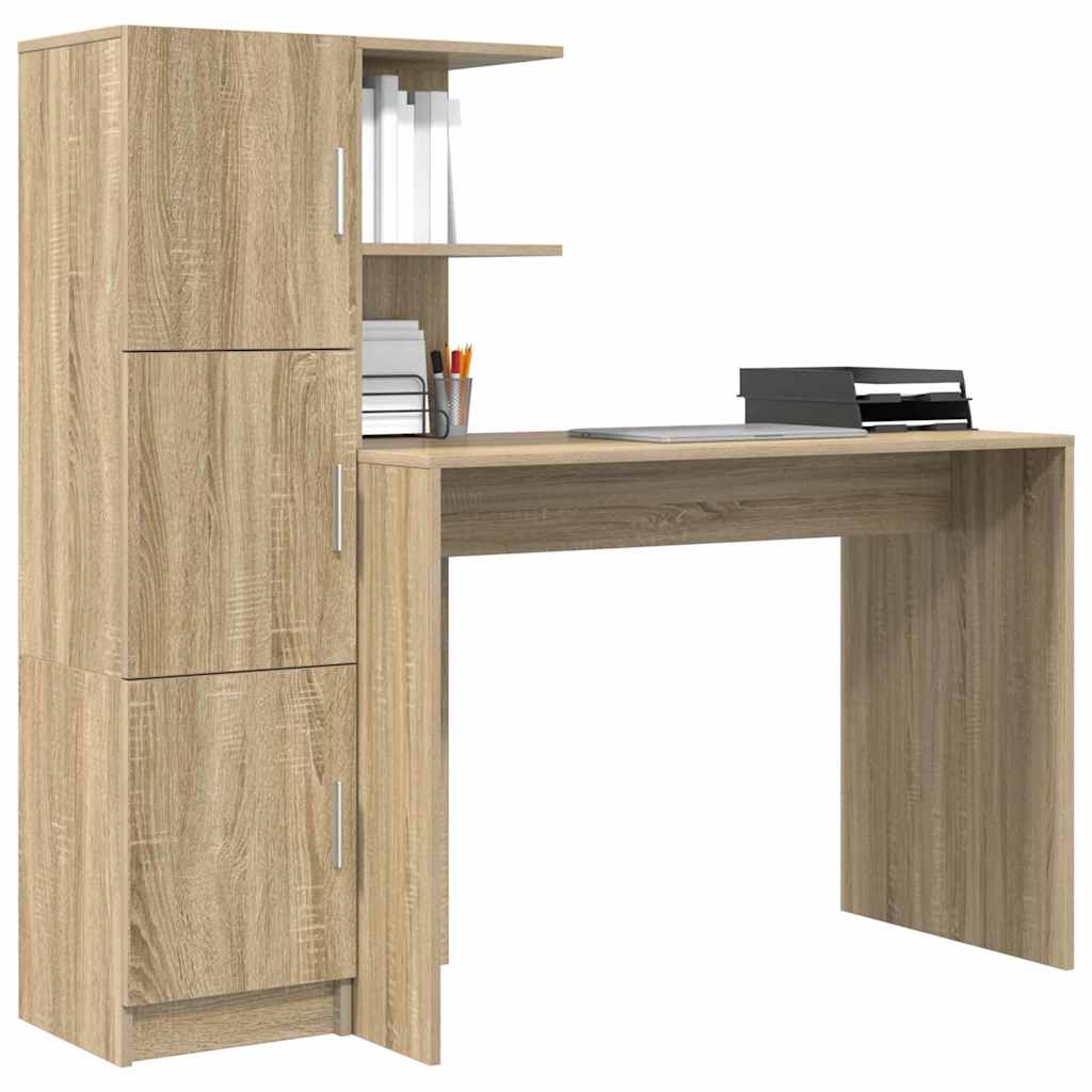 Desk with Storage with Shelf 2 pcs Sonoma Oak 102 x 50 x 124 cm
