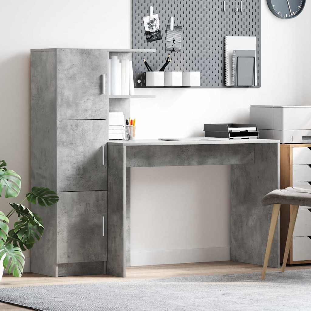 Desk with Storage 2 pcs Concrete Grey 102 x 50 x 124 cm