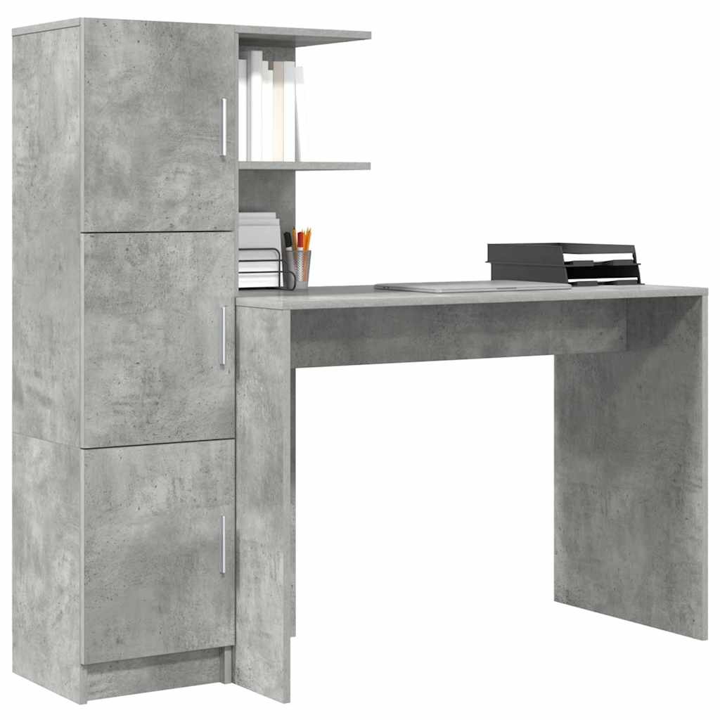 Desk with Storage 2 pcs Concrete Grey 102 x 50 x 124 cm