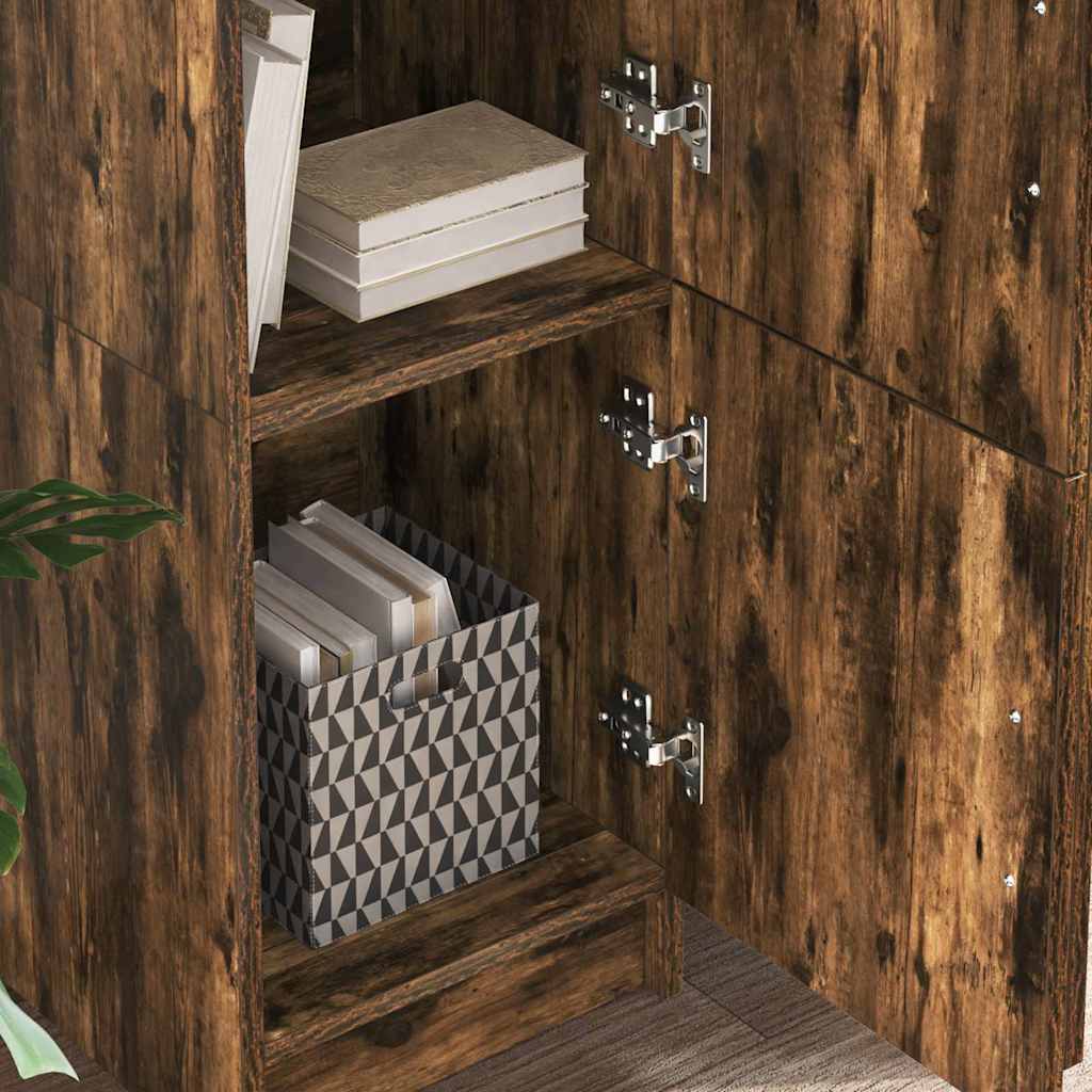 Desk with Storage with Shelf 2 pcs Smoked Oak 102 x 50 x 124 cm