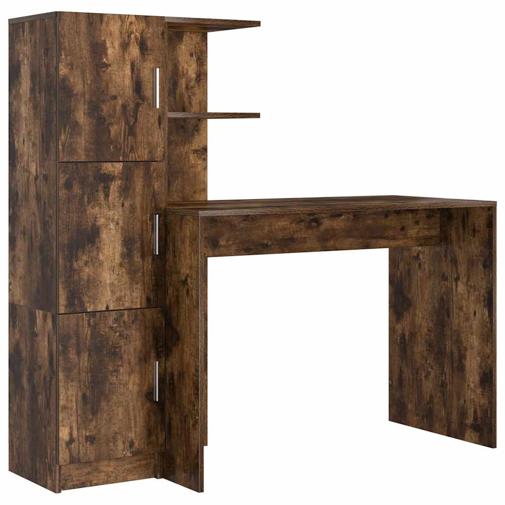 Desk with Storage with Shelf 2 pcs Smoked Oak 102 x 50 x 124 cm