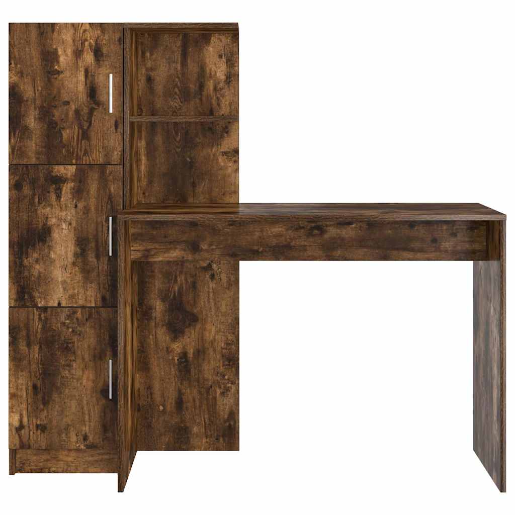 Desk with Storage with Shelf 2 pcs Smoked Oak 102 x 50 x 124 cm