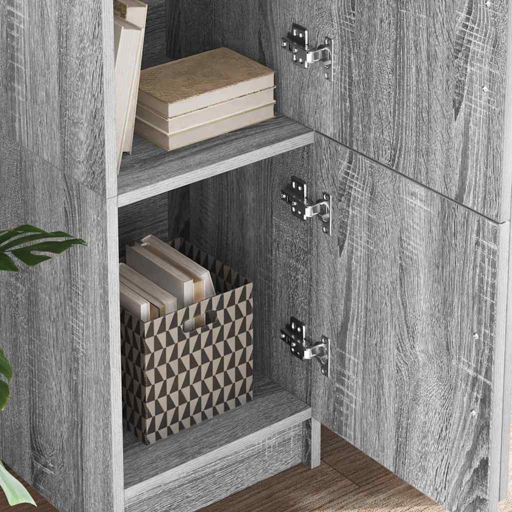 Desk with Storage with Door 2 pcs Grey sonoma 102 x 50 x 124 cm