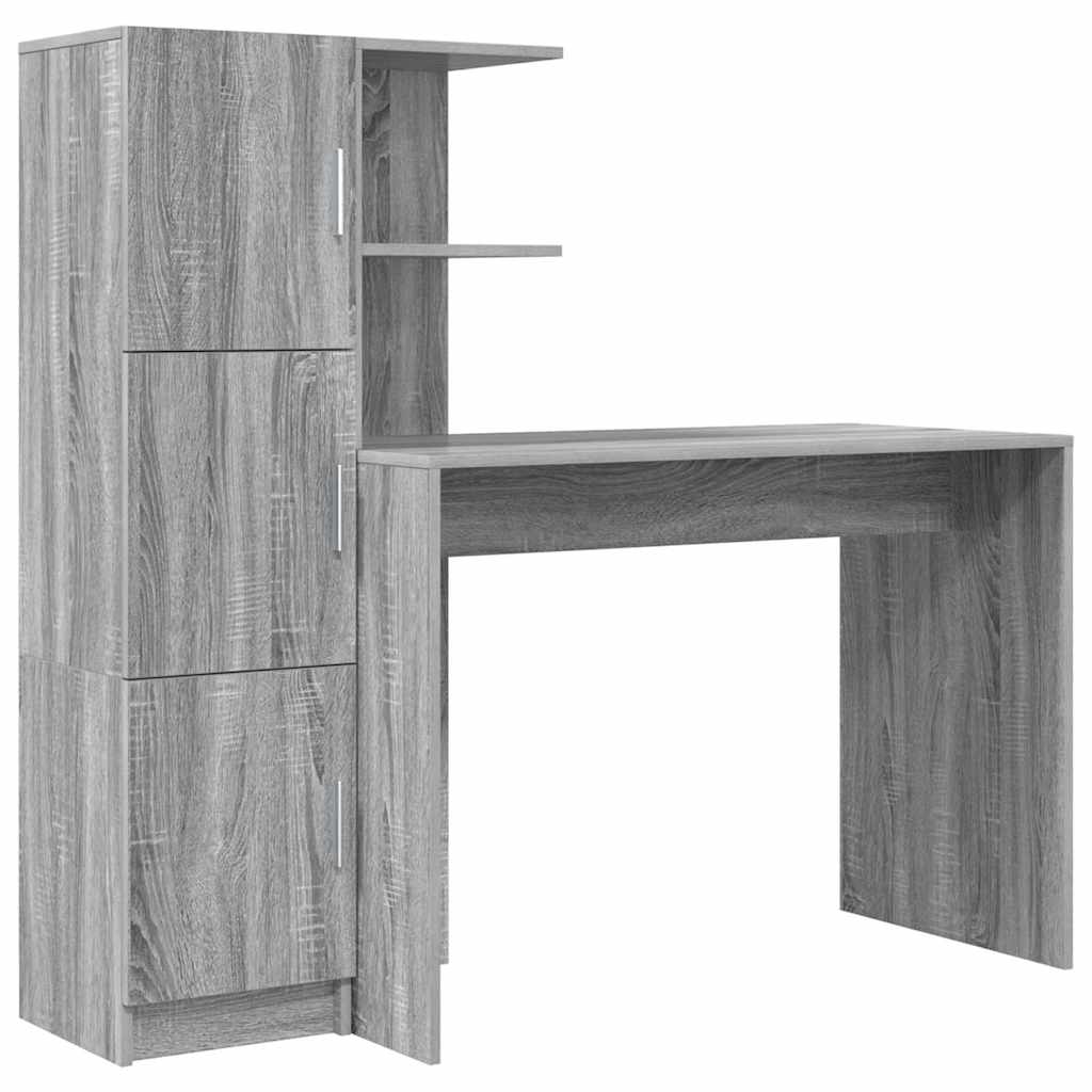 Desk with Storage with Door 2 pcs Grey sonoma 102 x 50 x 124 cm