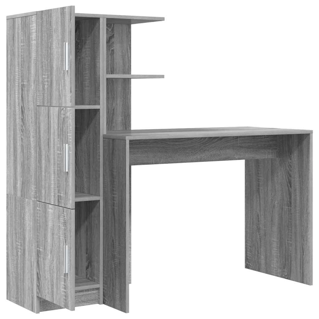 Desk with Storage with Door 2 pcs Grey sonoma 102 x 50 x 124 cm