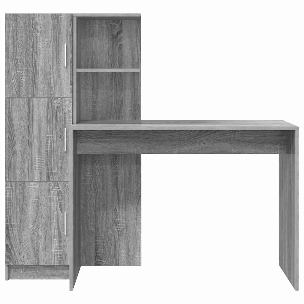 Desk with Storage with Door 2 pcs Grey sonoma 102 x 50 x 124 cm