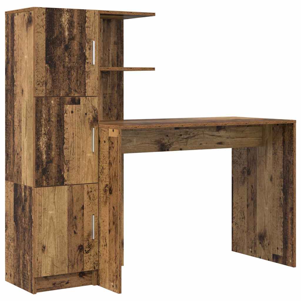 Desk with Storage with Shelf 2 pcs Old Wood 102 x 50 x 124 cm