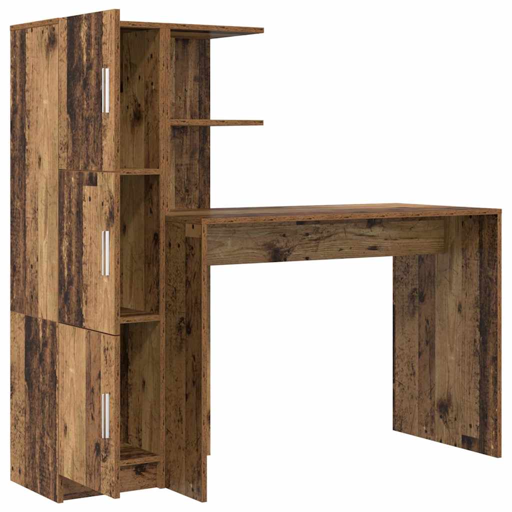 Desk with Storage with Shelf 2 pcs Old Wood 102 x 50 x 124 cm