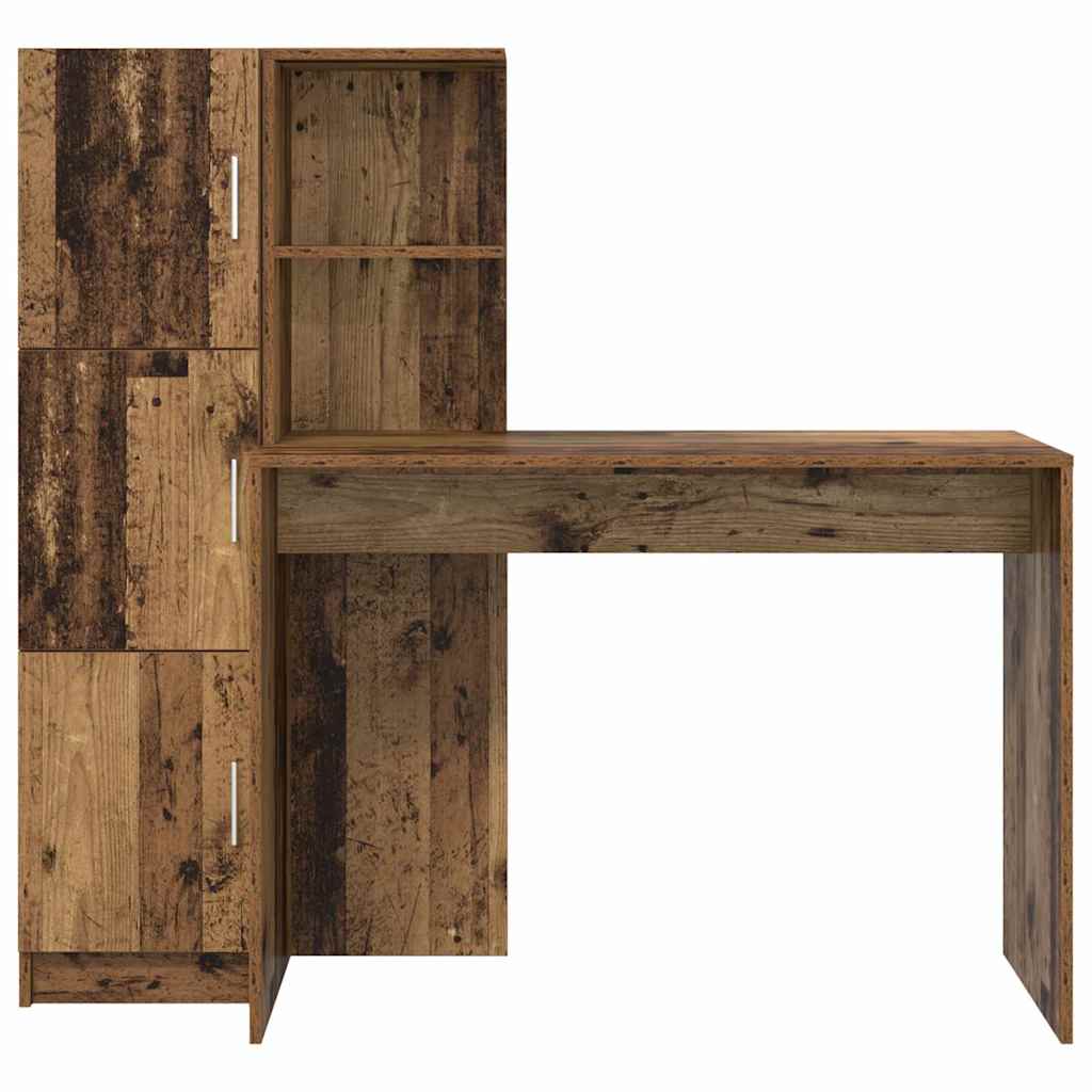 Desk with Storage with Shelf 2 pcs Old Wood 102 x 50 x 124 cm