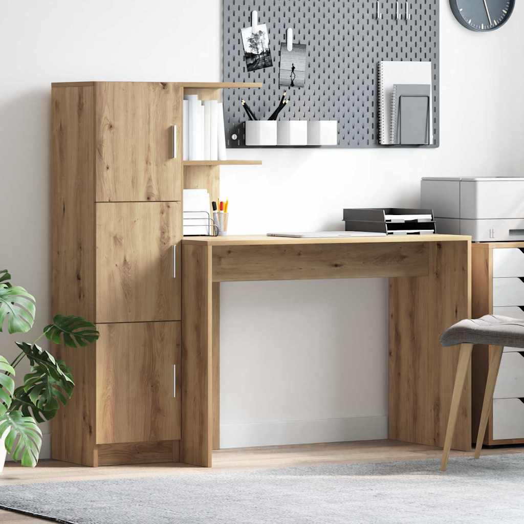 Desk with Storage with Door 2 pcs Artisan oak 102 x 50 x 124 cm