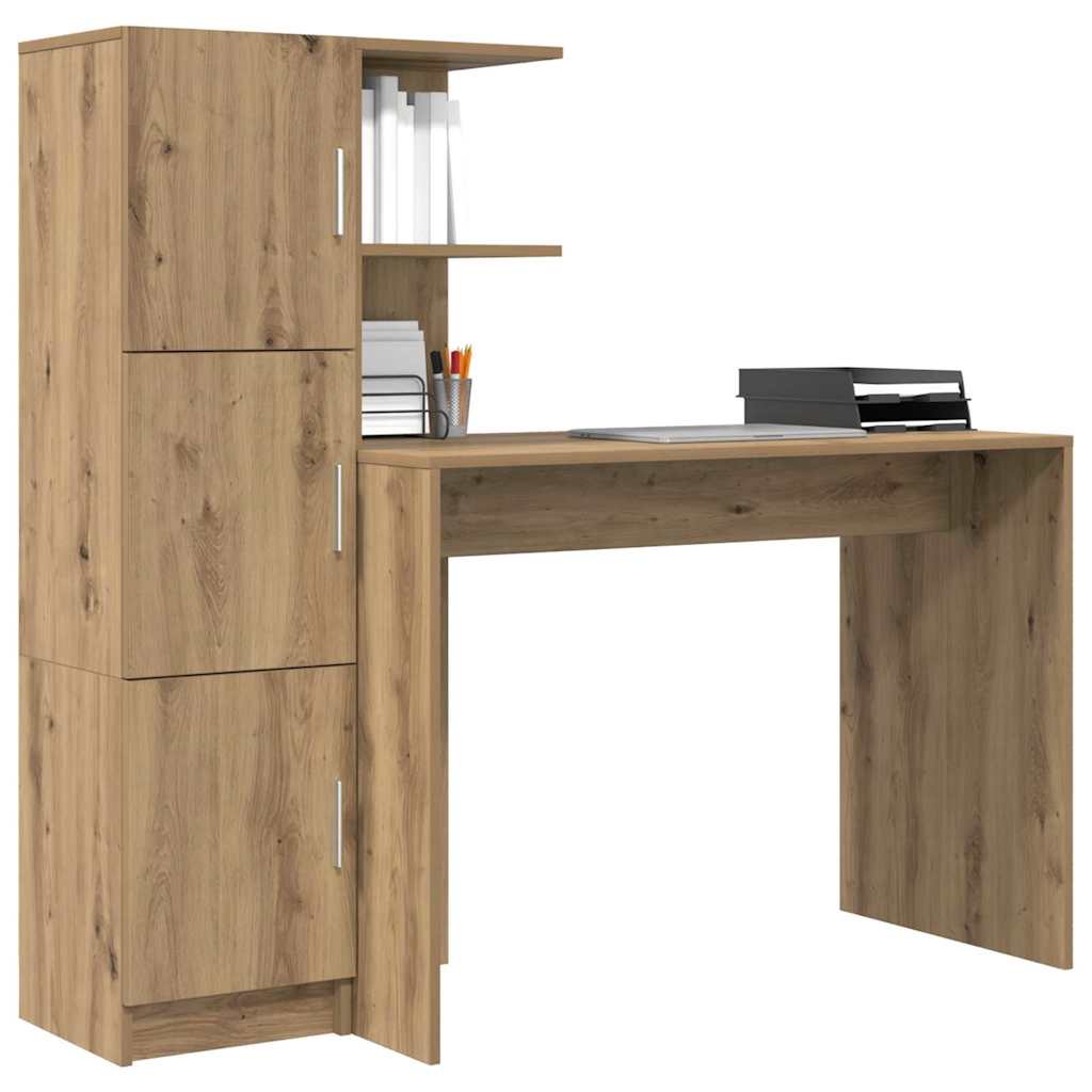 Desk with Storage with Door 2 pcs Artisan oak 102 x 50 x 124 cm