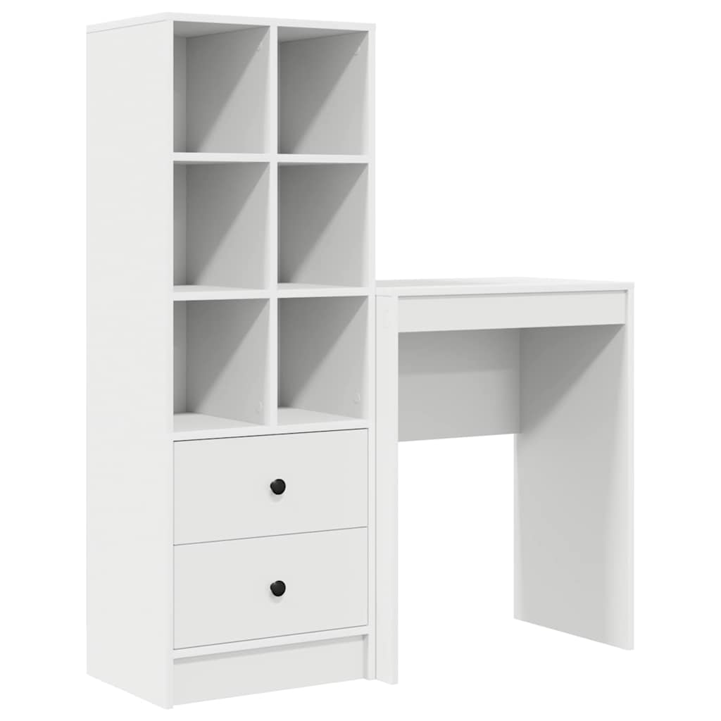 Desk with Storage with Drawer 2 pcs White 45.5 x 34 x 127 cm