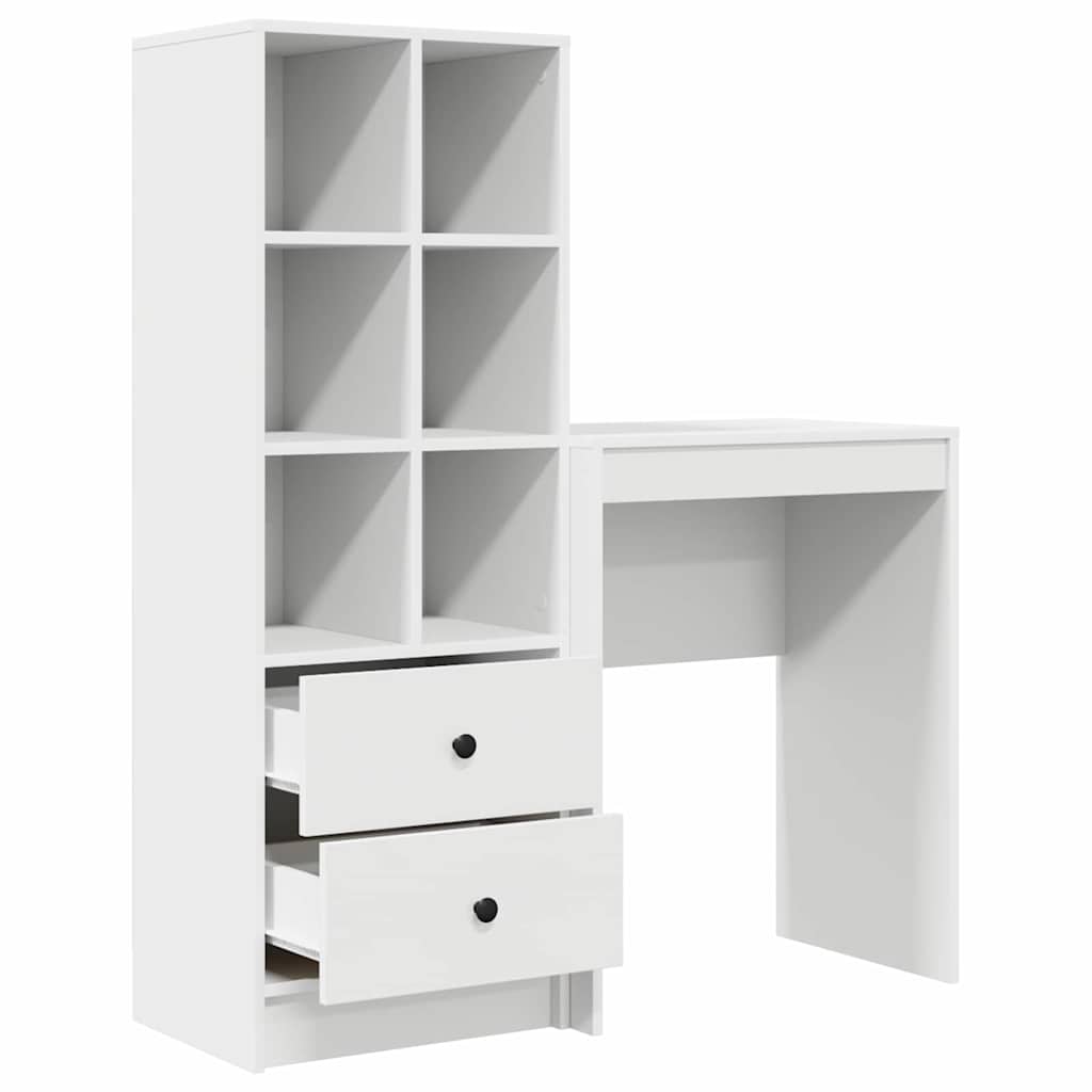 Desk with Storage with Drawer 2 pcs White 45.5 x 34 x 127 cm