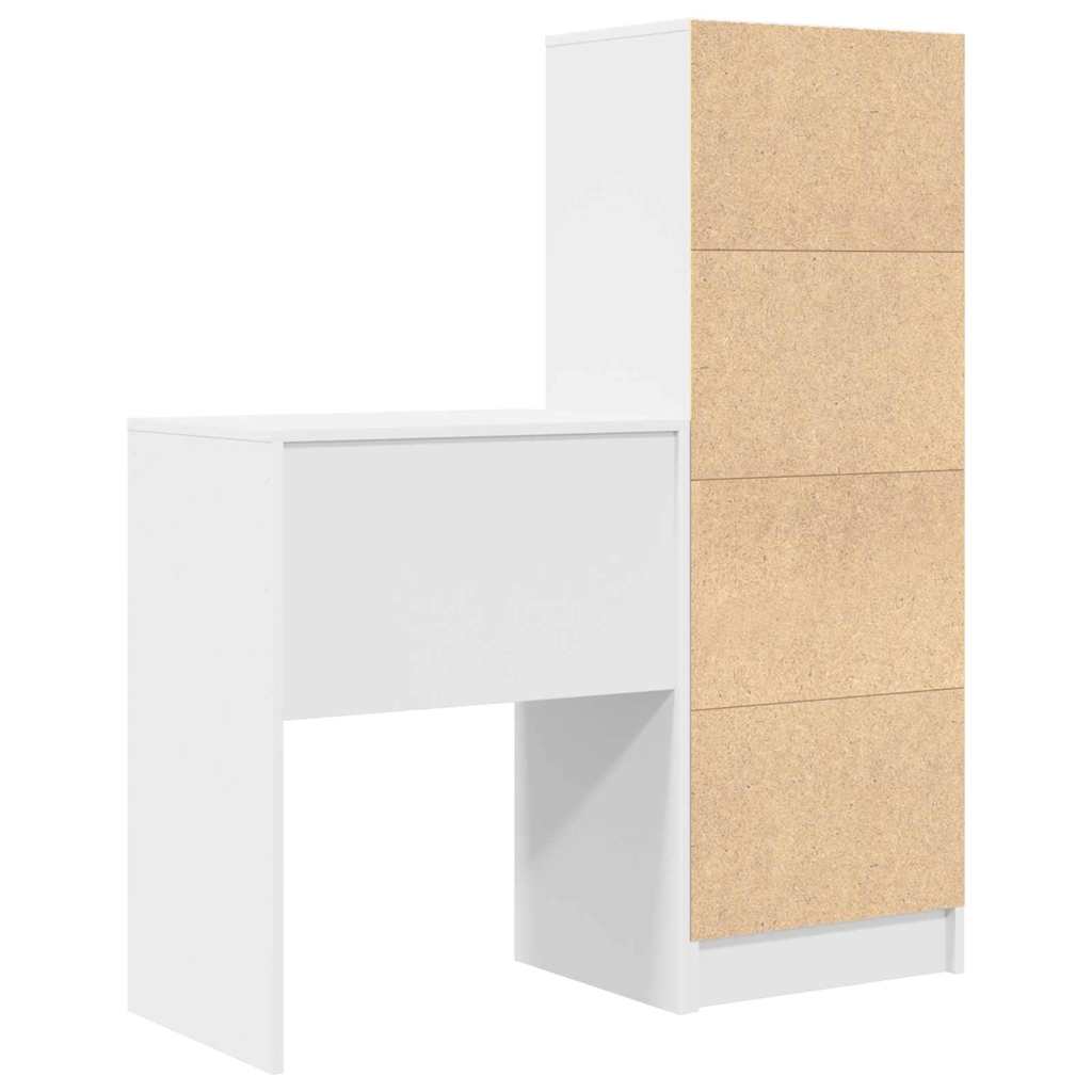 Desk with Storage with Drawer 2 pcs White 45.5 x 34 x 127 cm