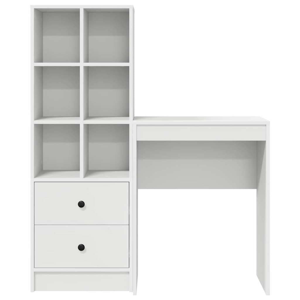 Desk with Storage with Drawer 2 pcs White 45.5 x 34 x 127 cm