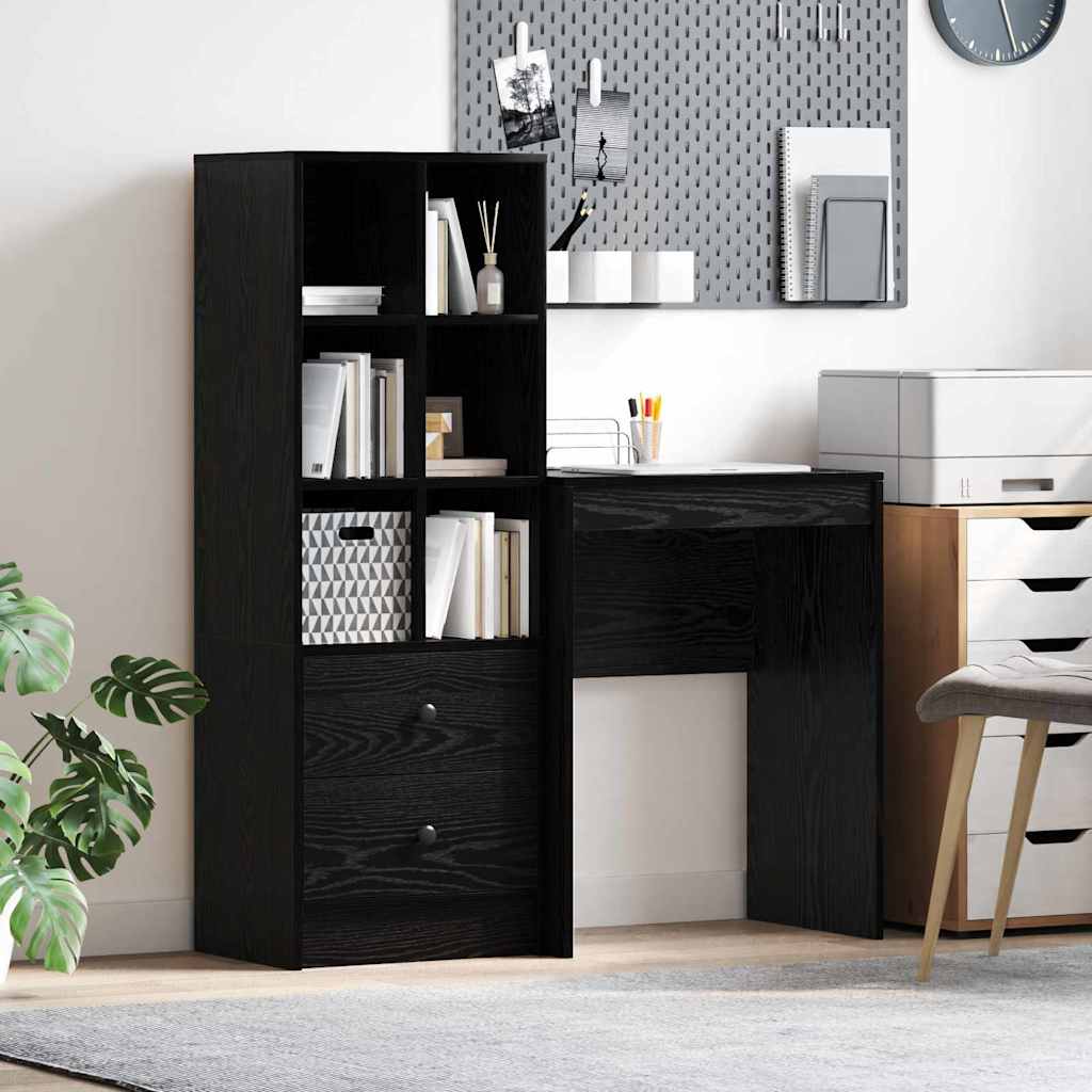Desk with Storage with Shelf 2 pcs Black oak 45.5 x 34 x 127 cm