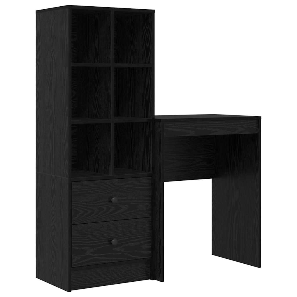 Desk with Storage with Shelf 2 pcs Black oak 45.5 x 34 x 127 cm