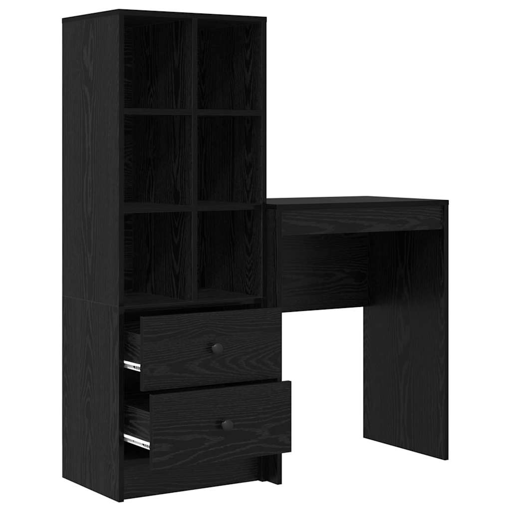 Desk with Storage with Shelf 2 pcs Black oak 45.5 x 34 x 127 cm